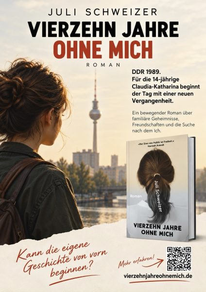 Buchhandlungsposter mit Abbildung des Buchcovers